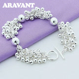 925 Silver Bead Bracelet Women's Jewelry
