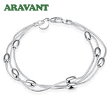 925 Silver Bead Charm Bracelet Women's Jewelry