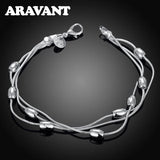 925 Silver Bead Charm Bracelet Women's Jewelry
