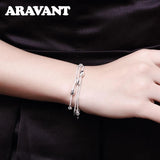 925 Silver Bead Charm Bracelet Women's Jewelry
