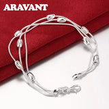 925 Silver Bead Charm Bracelet Women's Jewelry