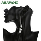 925 Silver Bead Long Drop Earrings Christmas