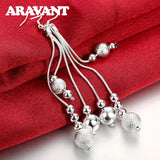 925 Silver Bead Long Drop Earrings Christmas