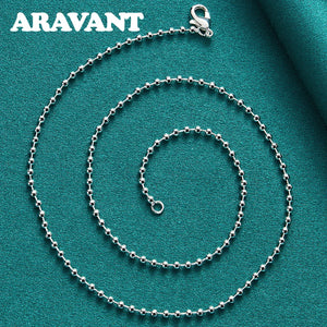 925 Silver Bead Necklaces Chains For Women Wedding Jewelry