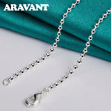 925 Silver Bead Necklaces Chains For Women Wedding Jewelry