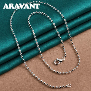 925 Silver Bead Necklaces Chains For Women Wedding Jewelry