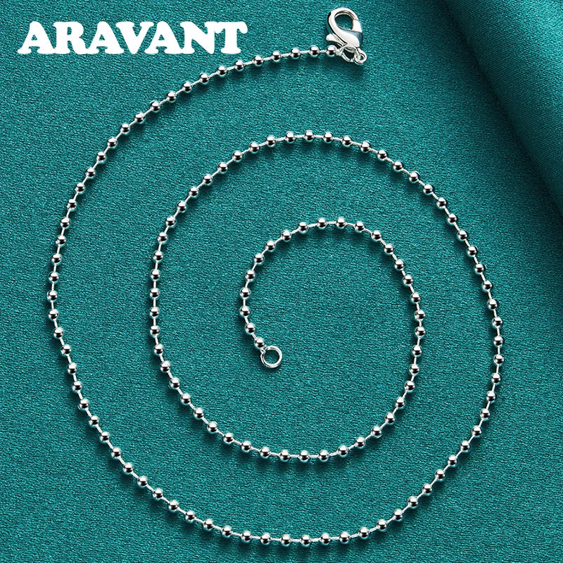 925 Silver Bead Necklaces Chains For Women Wedding Jewelry