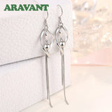 925 Silver Bead Twisted Drop Earrings Women Jewelry