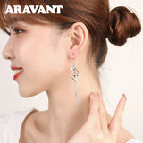 925 Silver Bead Twisted Drop Earrings Women Jewelry