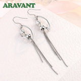 925 Silver Bead Twisted Drop Earrings Women Jewelry
