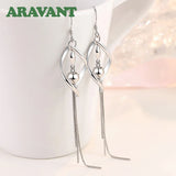 925 Silver Bead Twisted Drop Earrings Women Jewelry