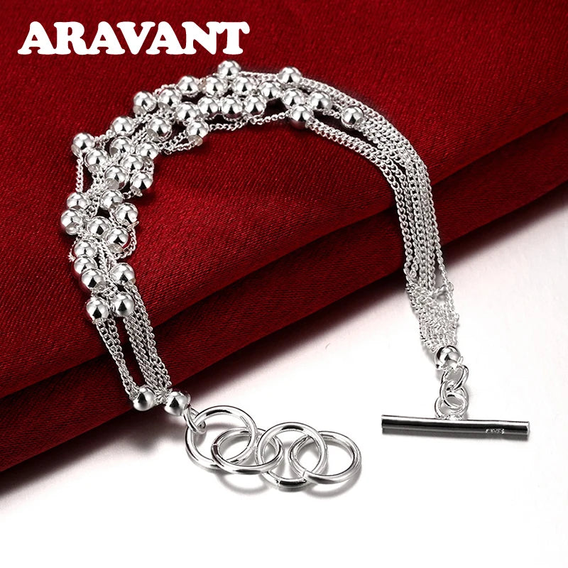 925 Silver Beads Chain Bracelets for Women