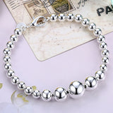 925 Silver Beads Chain Bracelets Jewelry for Women Men