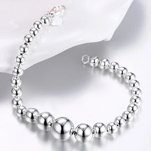 925 Silver Beads Chain Bracelets Jewelry for Women Men