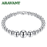925 Silver Beads Chain Bracelets Jewelry for Women Men