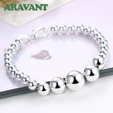 925 Silver Beads Chain Bracelets Jewelry for Women Men