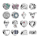 925 Silver Beads Charms DIY Bracelets Four Leaf Clover Flower Butterfly