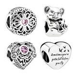 925 Silver Beads Charms Family Sisters Hearts Elephant Koala