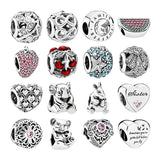925 Silver Beads Charms Family Sisters Hearts Elephant Koala