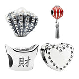 925 Silver Beads DIY Jewelry Making Hearts Peaccock Bag Feather Charms