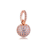 925 Silver Beads Pave Ball Pendant DIY Jewelry Making Fits European Bracelets