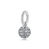 925 Silver Beads Pave Ball Pendant DIY Jewelry Making Fits European Bracelets