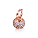 925 Silver Beads Pave Ball Pendant DIY Jewelry Making Fits European Bracelets