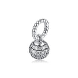 925 Silver Beads Pave Ball Pendant DIY Jewelry Making Fits European Bracelets