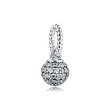 925 Silver Beads Pave Ball Pendant DIY Jewelry Making Fits European Bracelets