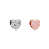 925 Silver Heart Clip Charm Beads DIY Jewelry Making Fits Bracelets