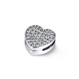 925 Silver Heart Clip Charm Beads DIY Jewelry Making Fits Bracelets