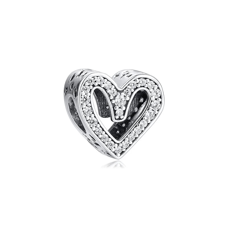 925 Silver Freehand Heart Charm Beads for Jewelry Making