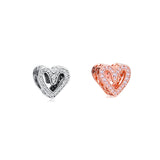 925 Silver Freehand Heart Charm Beads for Jewelry Making