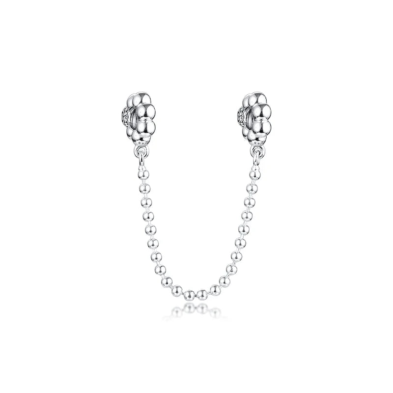 925 Silver Beads Pave Safety Chain Charm DIY Beads For Jewelry Making