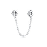 925 Silver Beads Pave Safety Chain Charm DIY Beads For Jewelry Making