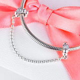 925 Silver Beads Pave Safety Chain Charm DIY Beads For Jewelry Making