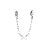 925 Silver Beads Pave Safety Chain Charm DIY Beads For Jewelry Making