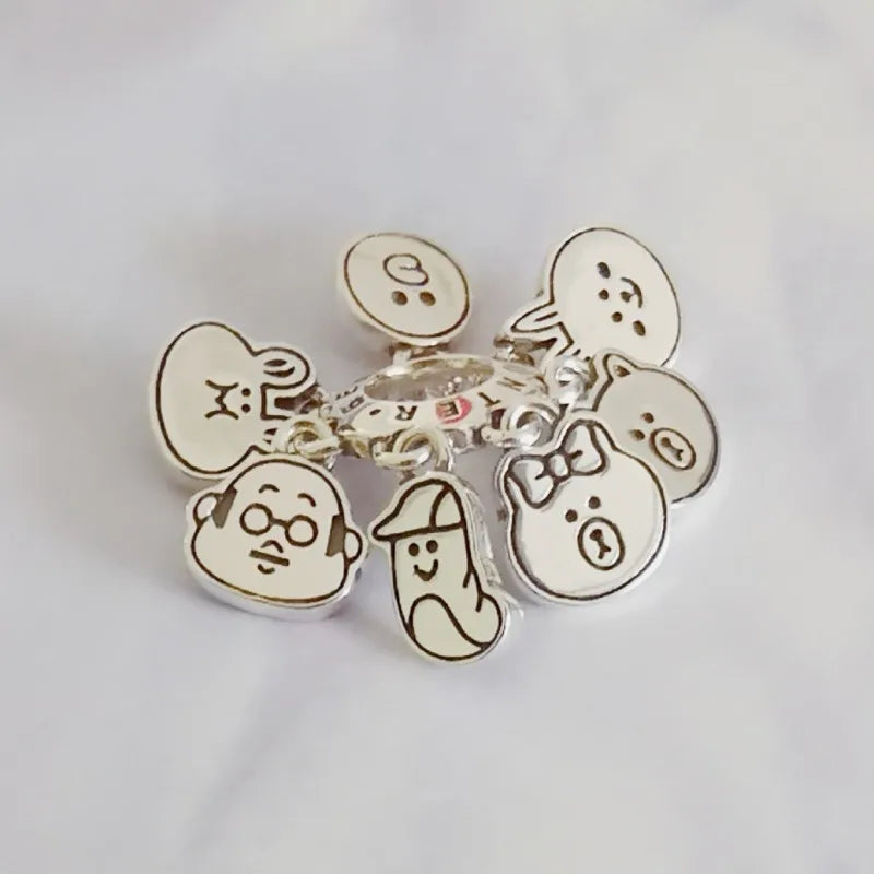 925 Silver Bear Interval String Beads Pendant Spacer Beads for European Bracelet