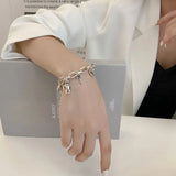 925 Silver Bear Key Pendant Bracelet Vintage Punk Round Geometry Pendant
