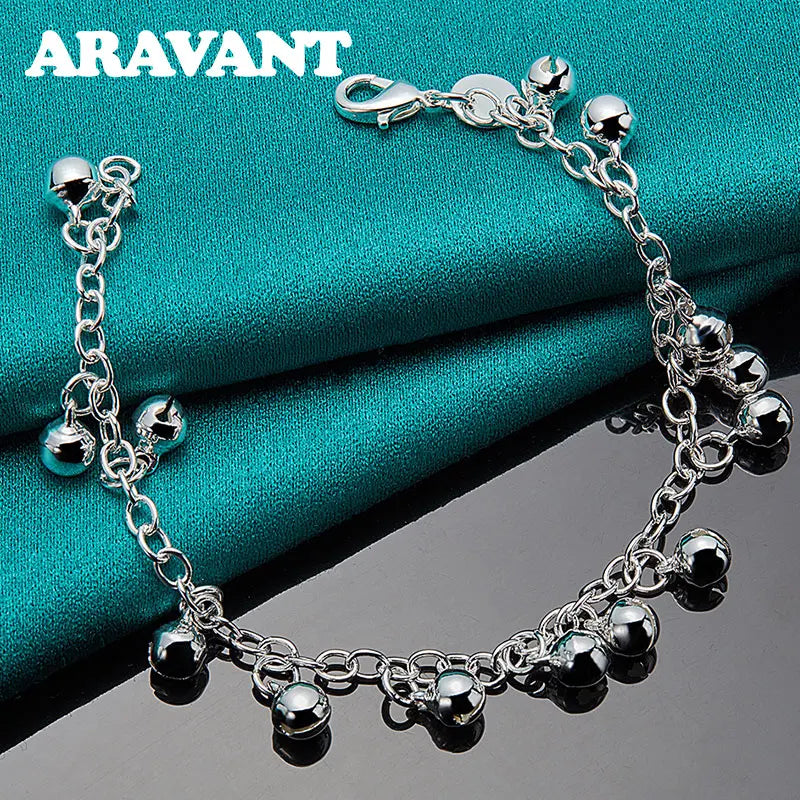 925 Silver Bells Charm Bracelet For Women Girls