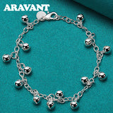 925 Silver Bells Charm Bracelet For Women Girls