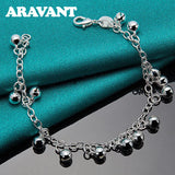 925 Silver Bells Charm Bracelet For Women Girls