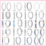 925 Silver Colorful Zircon Rainbow Double Hoop Earrings