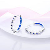 925 Silver Colorful Zircon Rainbow Double Hoop Earrings