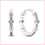 925 Silver Colorful Zircon Rainbow Double Hoop Earrings
