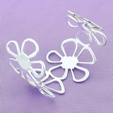 925 Silver Big Flower Open Bracelet Bangles for Women