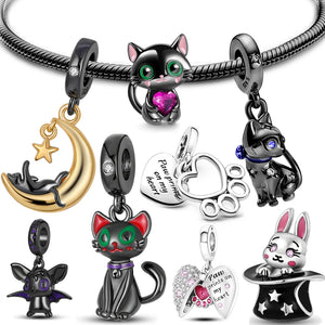925 Silver Cat Paw Print Charm Bead for Bracelets
