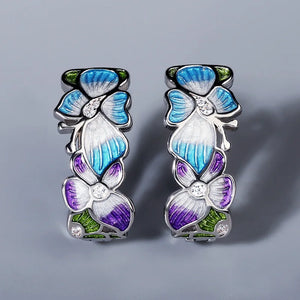 925 Silver Bohemia Butterfly Flower Earrings