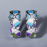925 Silver Bohemia Butterfly Flower Earrings