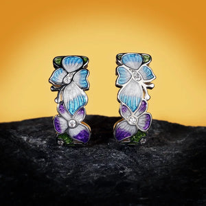 925 Silver Bohemia Butterfly Flower Earrings